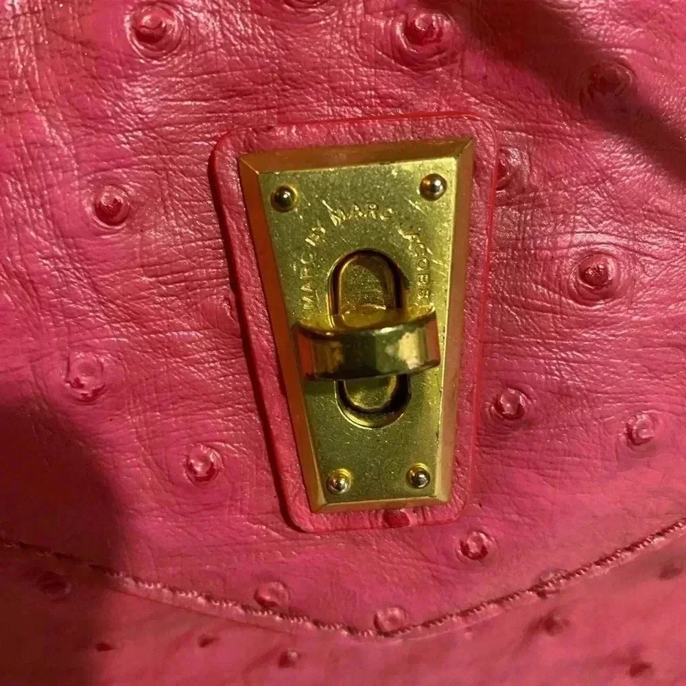 Marc by Marc Jacobs coral embossed leather satchel handbag